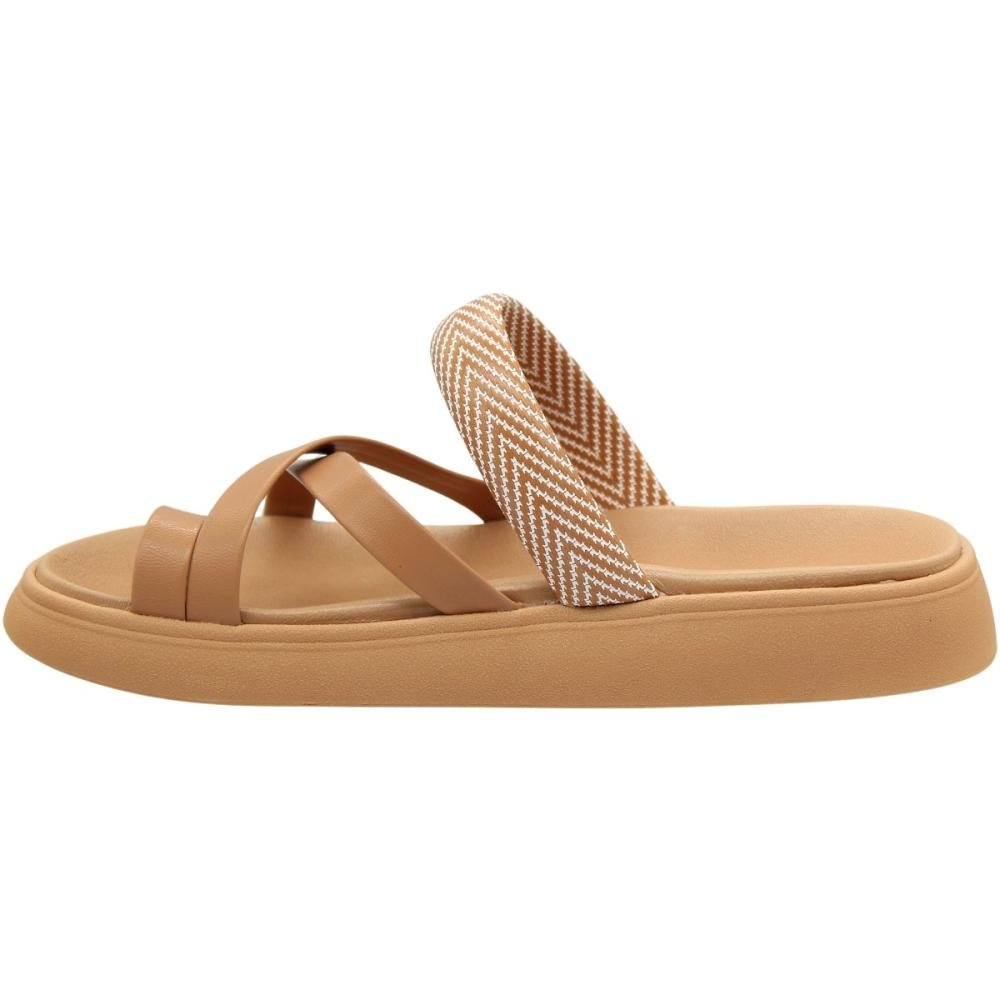 Tamanco Papete Moleca Tira Tresse Tiras Cruzadas Feminino Bege 2