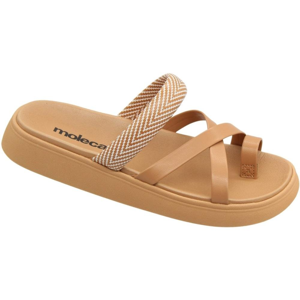 Tamanco Papete Moleca Tira Tresse Tiras Cruzadas Feminino Bege 3