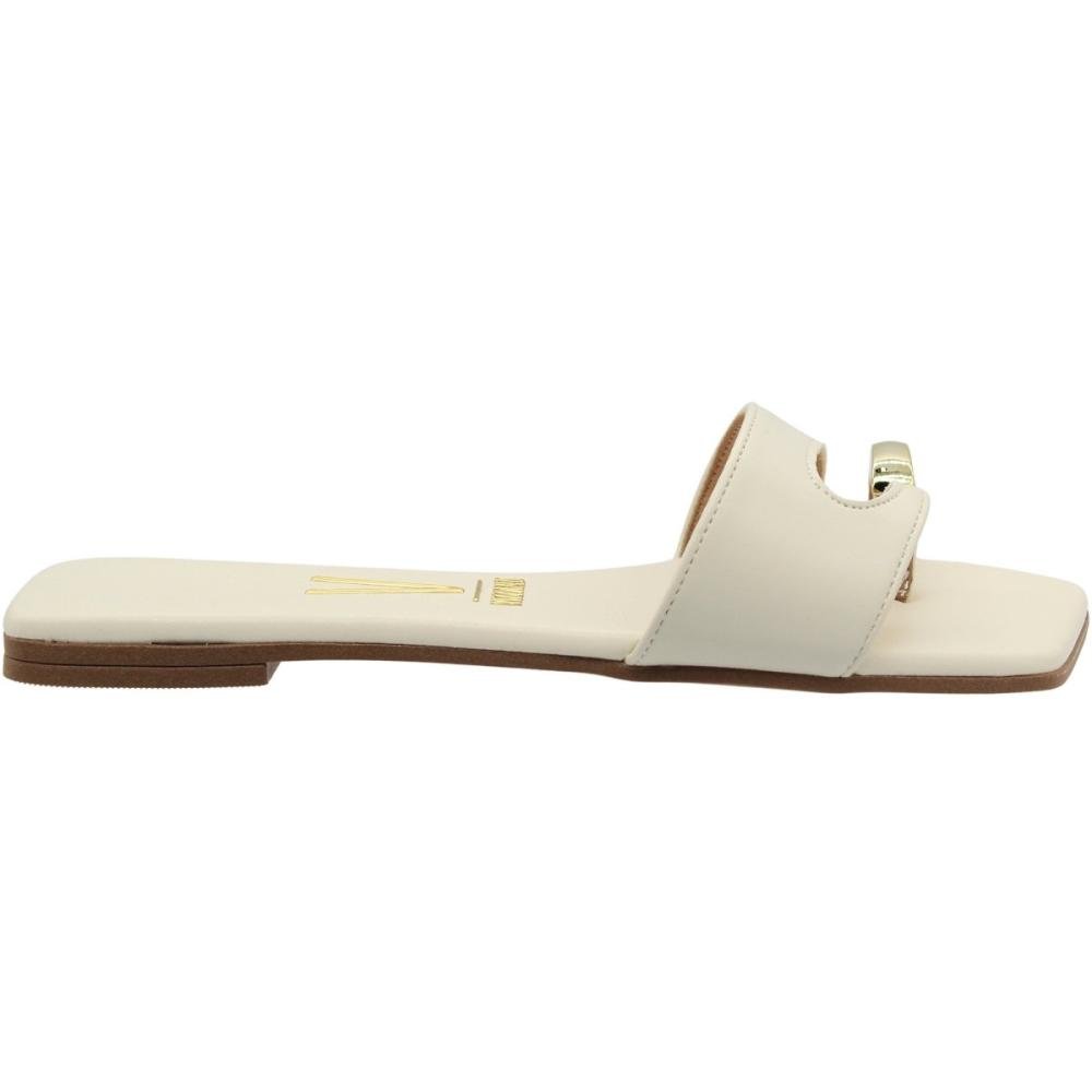 Tamanco Rasteiro Vizzano Napa Garda Aplique Dourado Feminino Branco 2