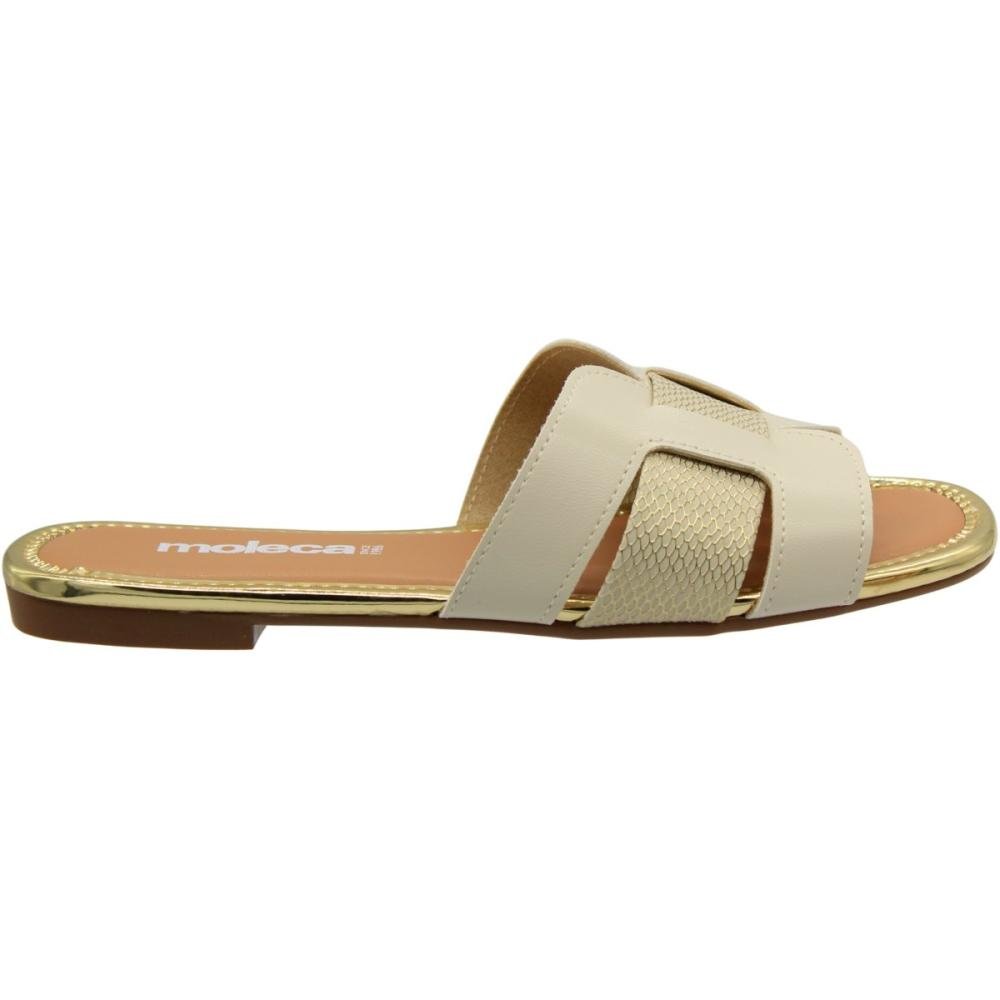 Tamanco Rasteiro Moleca Glamour Tiras Transversais Feminino Branco 2