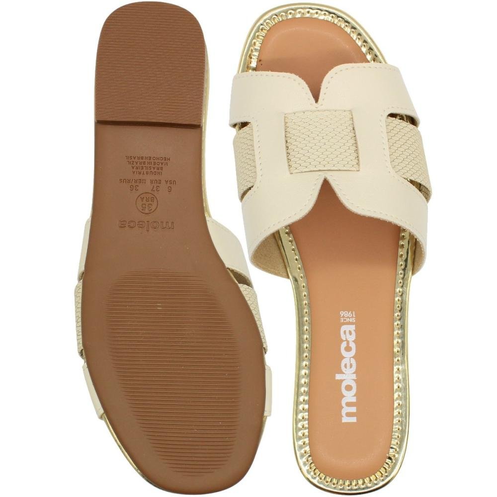 Tamanco Rasteiro Moleca Glamour Tiras Transversais Feminino Branco 3