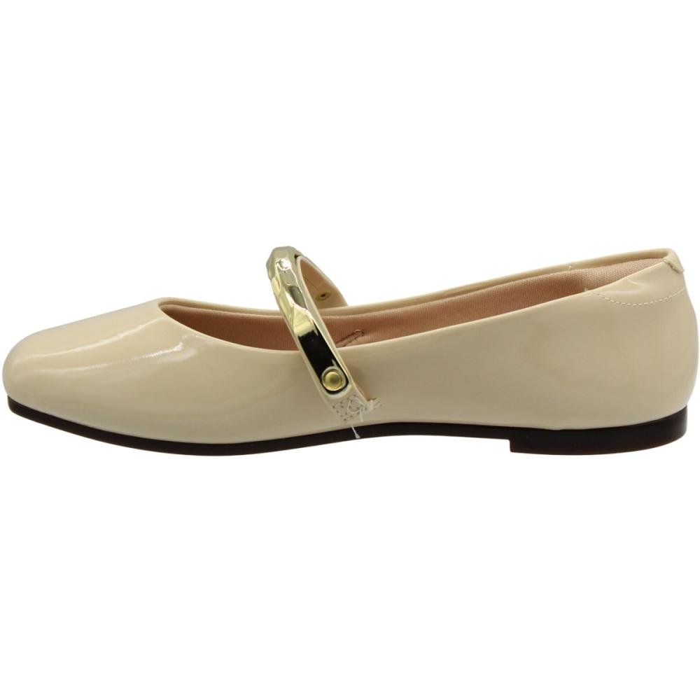 Sapatilha Beira Rio Verniz Bico Quadrado Adorno Feminina  Branco 2