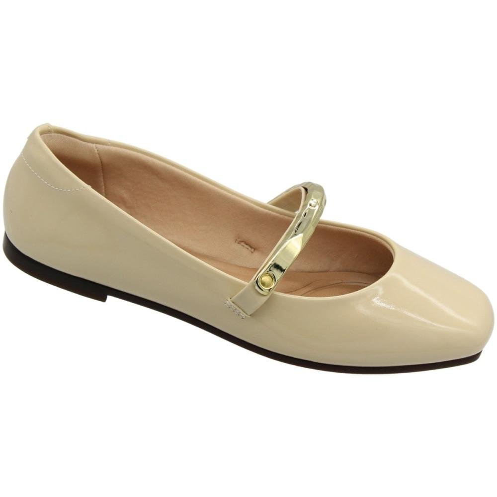 Sapatilha Beira Rio Verniz Bico Quadrado Adorno Feminina  Branco 3