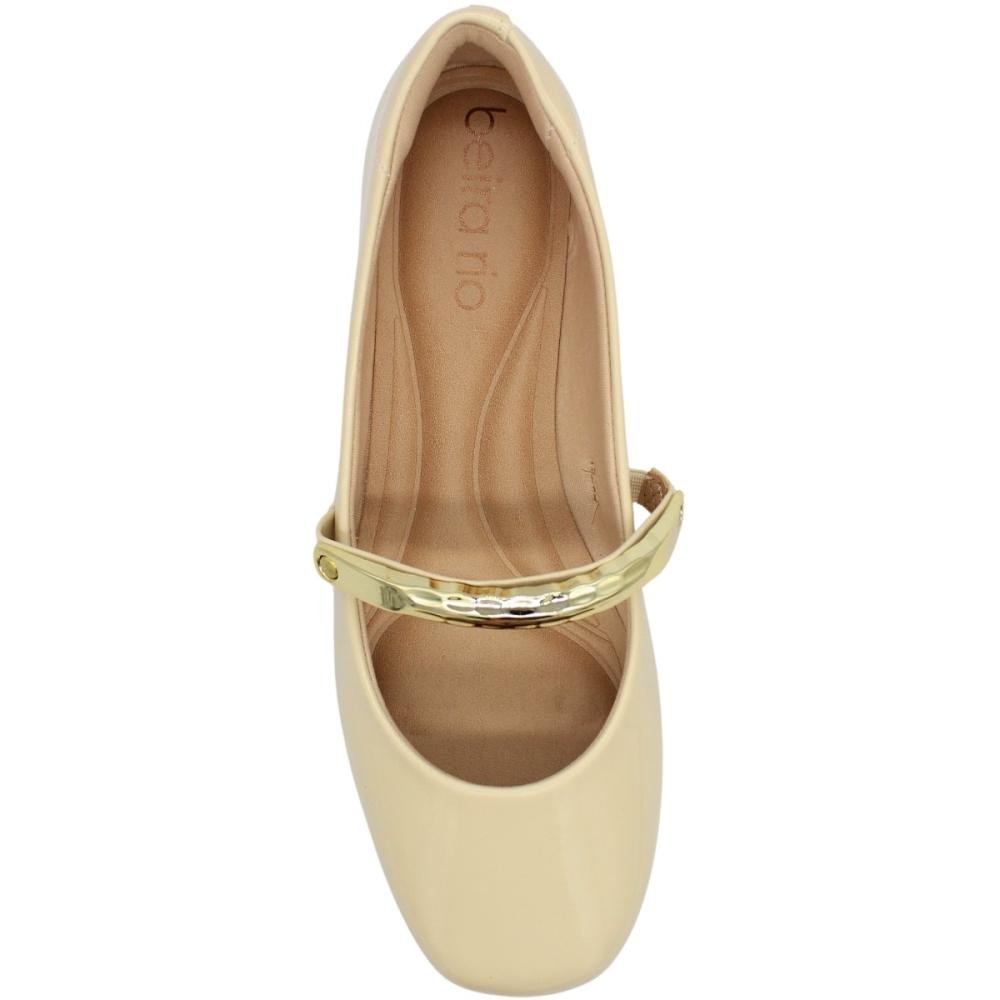 Sapatilha Beira Rio Verniz Bico Quadrado Adorno Feminina  Branco 4