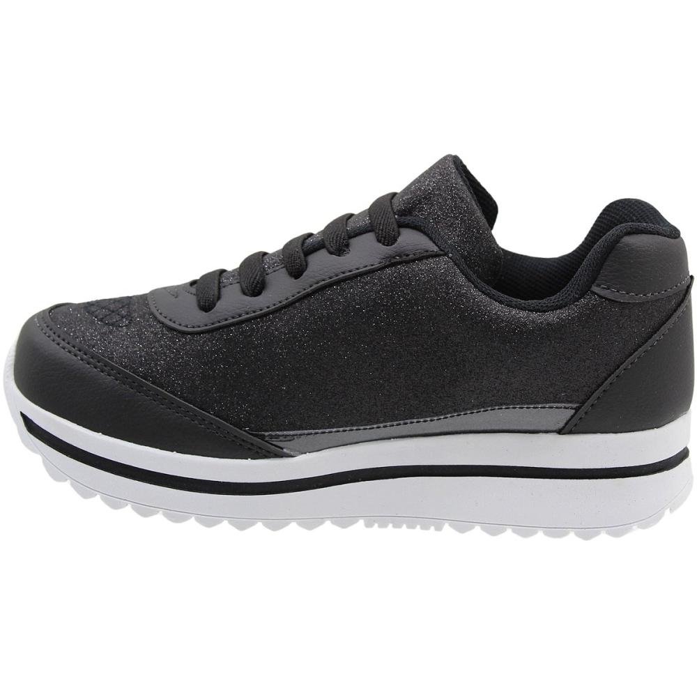 Tênis Infantil Escolar Club Happy Gloss Brilhos Menina Preto 2