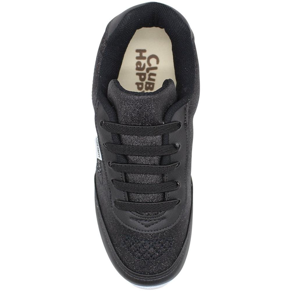 Tênis Infantil Escolar Club Happy Gloss Brilhos Menina Preto 4