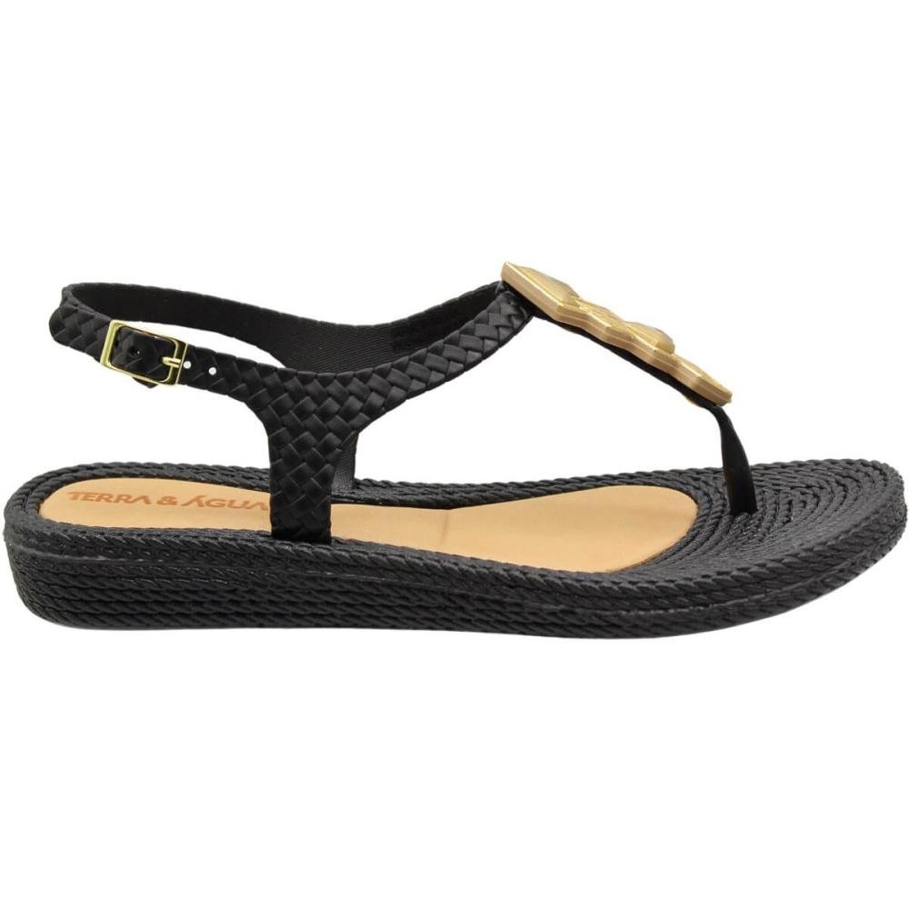 Sandália Terra E Água Tramada Aplique Geométrico Feminino