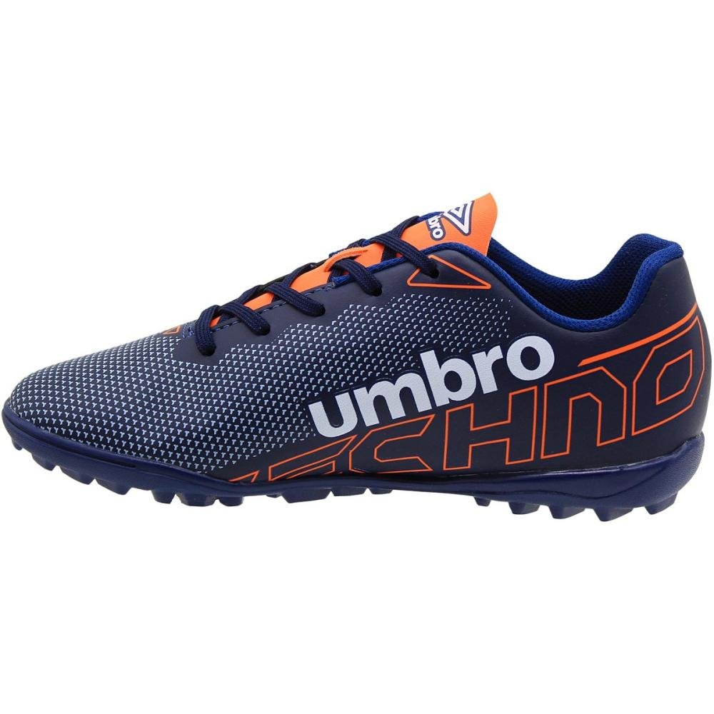 Chuteira Infantil Umbro Techno JR Society Menino Azul/Laranja 3