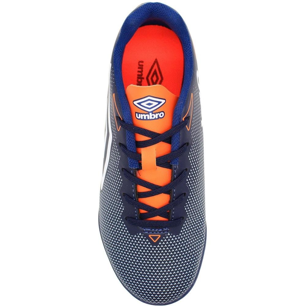 Chuteira Infantil Umbro Techno JR Society Menino Azul/Laranja 4