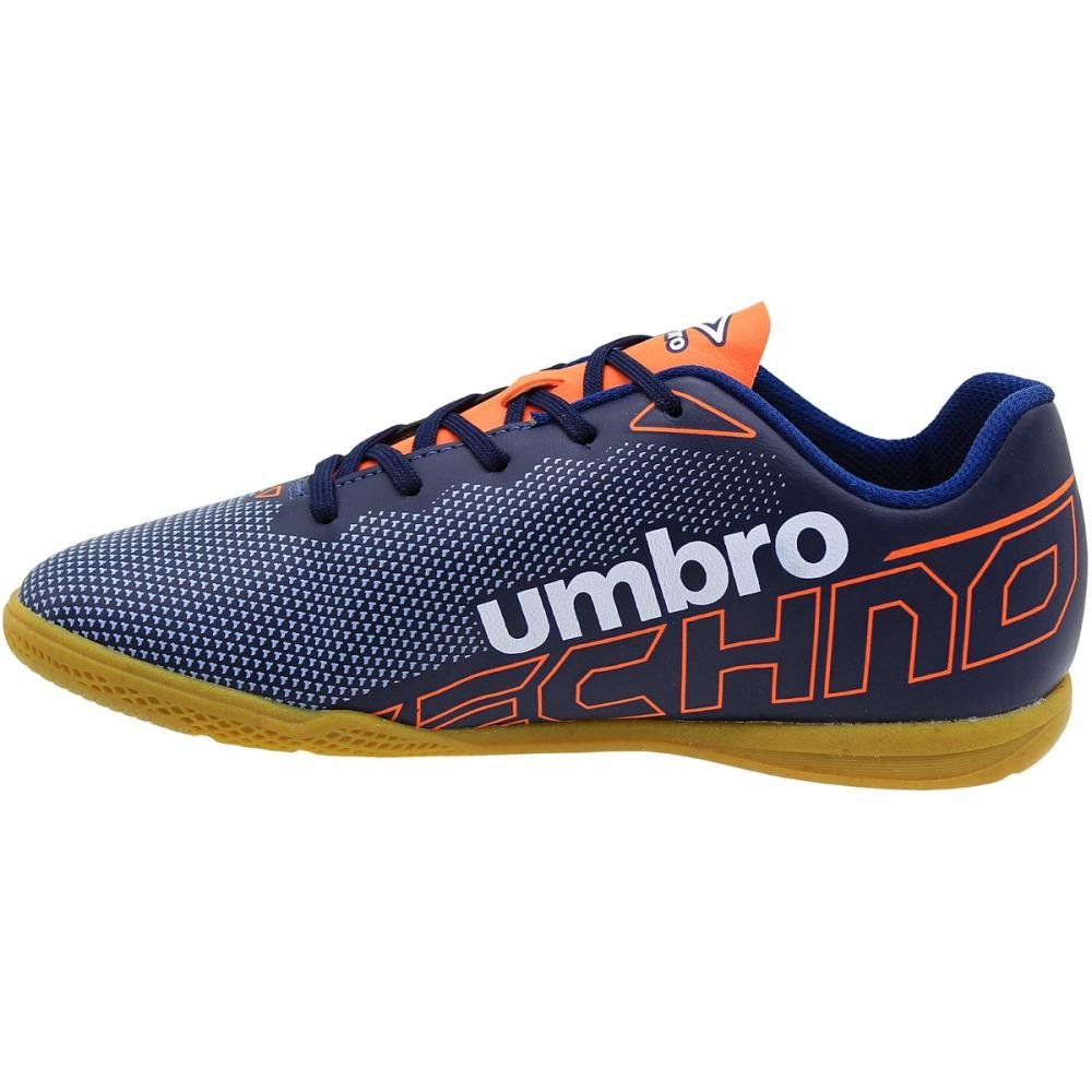 Chuteira Infantil Umbro Techno JR Futsal Indoor Menino Azul/Laranja 3