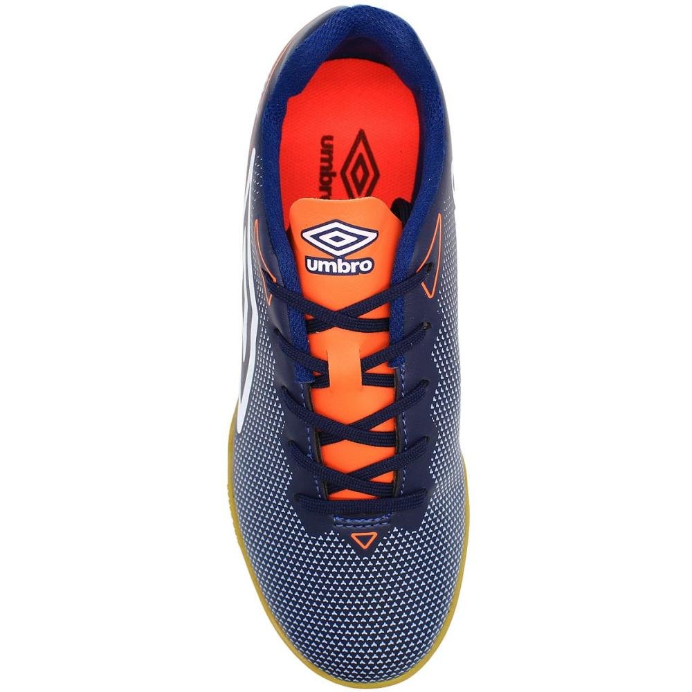Chuteira Infantil Umbro Techno JR Futsal Indoor Menino Azul/Laranja 4