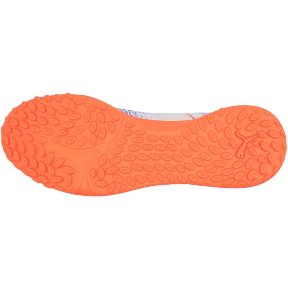 Chuteira Society Puma Future 8 Play Masculina Branco/Laranja/Azul 5