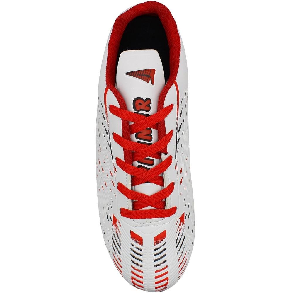 Chuteira de Campo Masculina Winner Texturizada Tricolor  Branco/Laranja 4