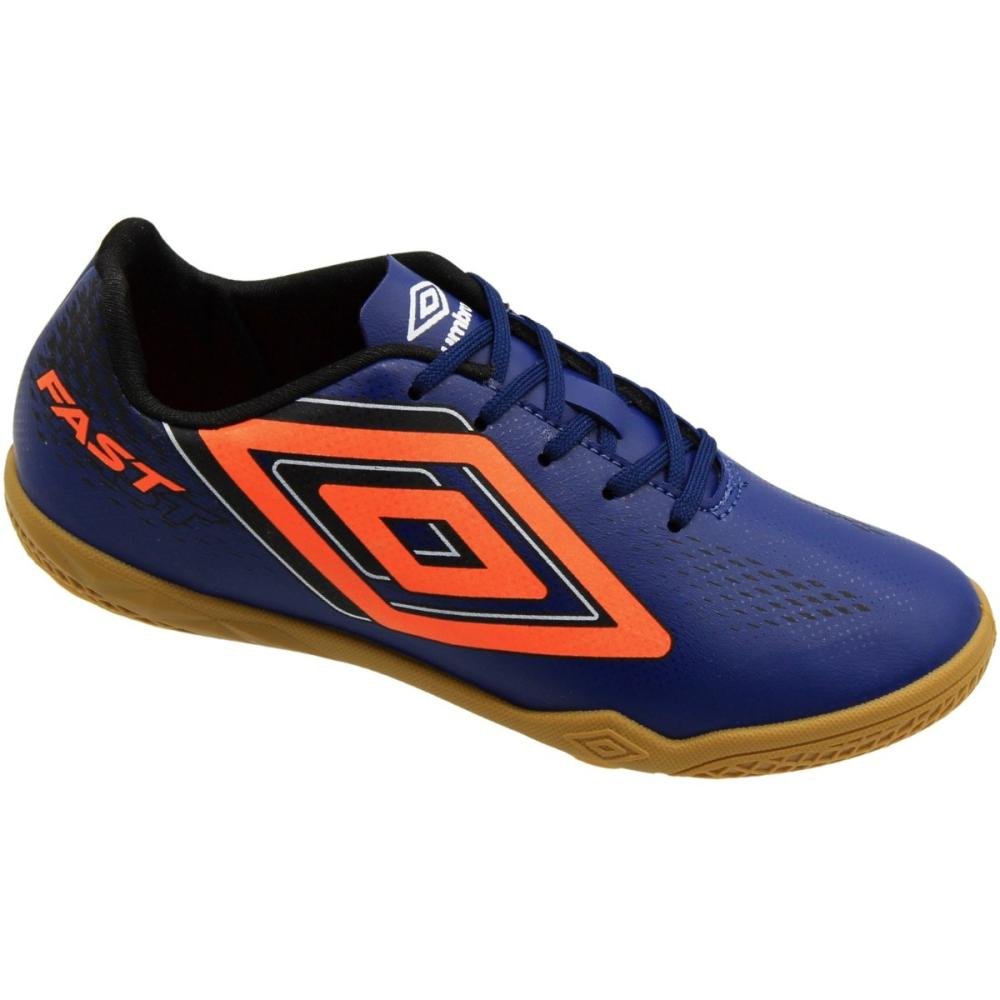 Chuteira Futsal Infantil Umbro Fast II Macia Menino Azul/Laranja 3