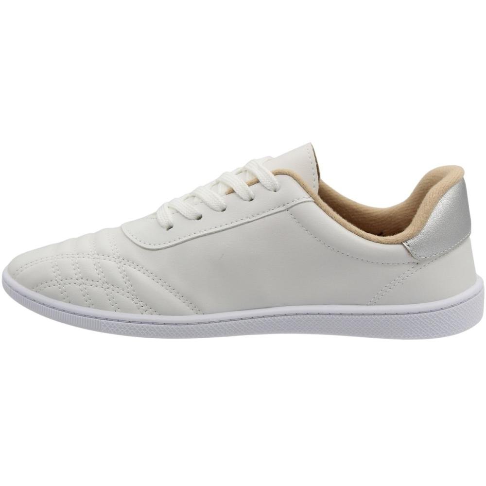 Tênis Casual Moleca Listras Acolchoado Napa Viena Feminino Branco 2