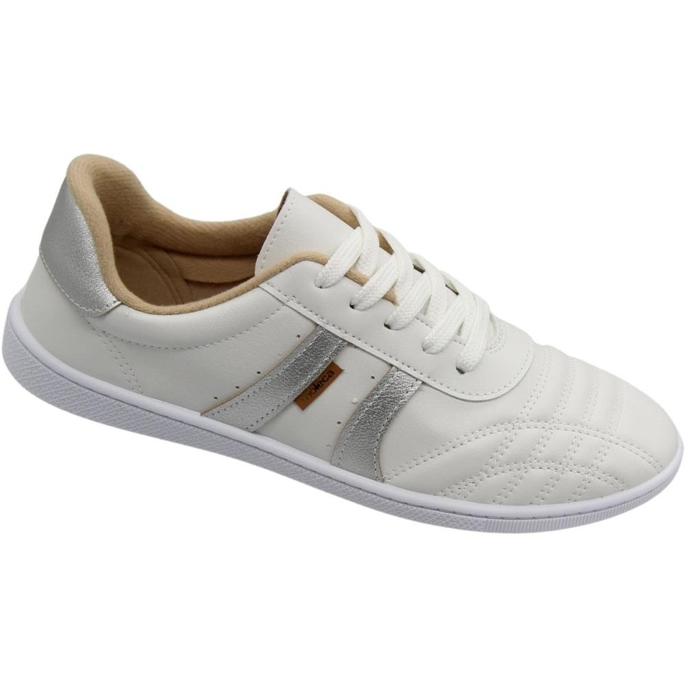 Tênis Casual Moleca Listras Acolchoado Napa Viena Feminino Branco 3