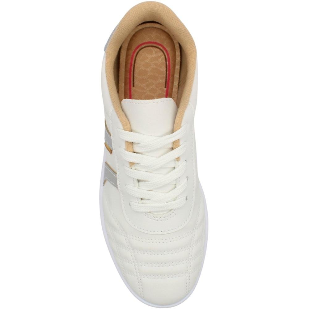 Tênis Casual Moleca Listras Acolchoado Napa Viena Feminino Branco 4