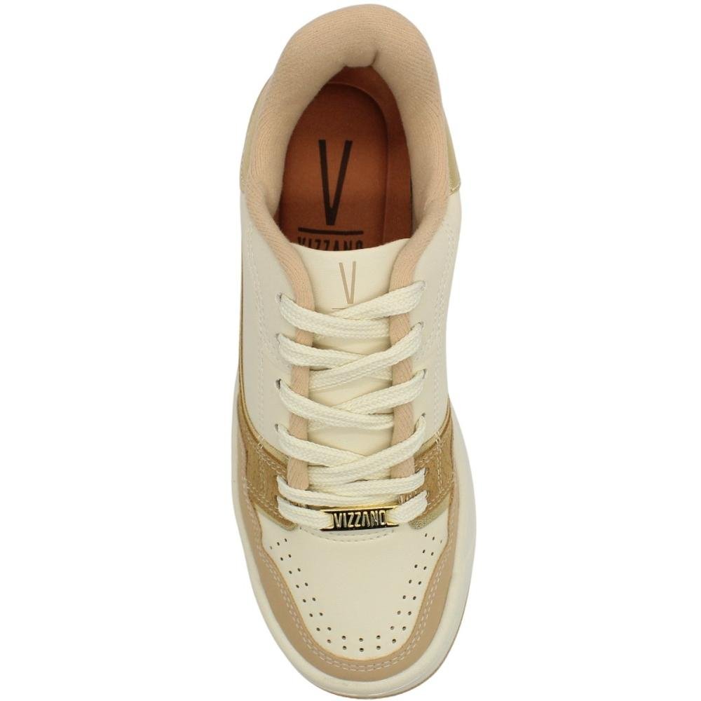 Tênis Casual Vizzano Elevado Texturizado Acolchoado Feminino Bege 4