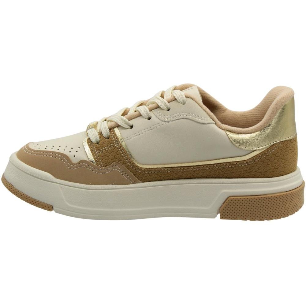Tênis Casual Vizzano Elevado Texturizado Acolchoado Feminino Bege 2