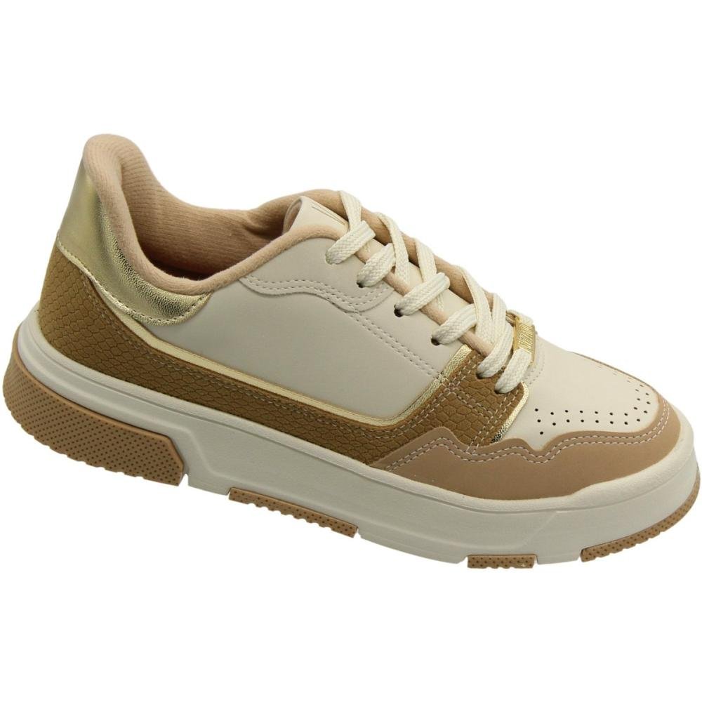 Tênis Casual Vizzano Elevado Texturizado Acolchoado Feminino Bege 3