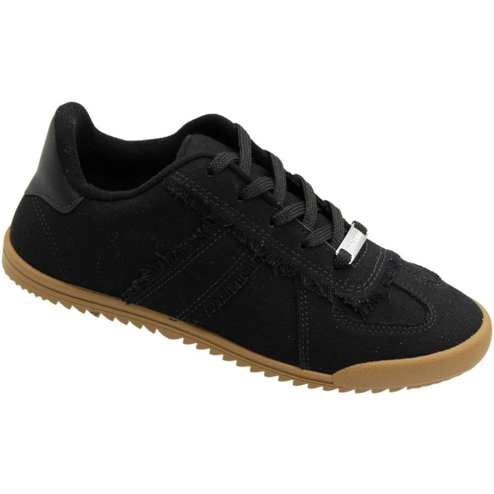 Tênis Casual Moleca Lona Sider Franjinhas Feminino Preto 3