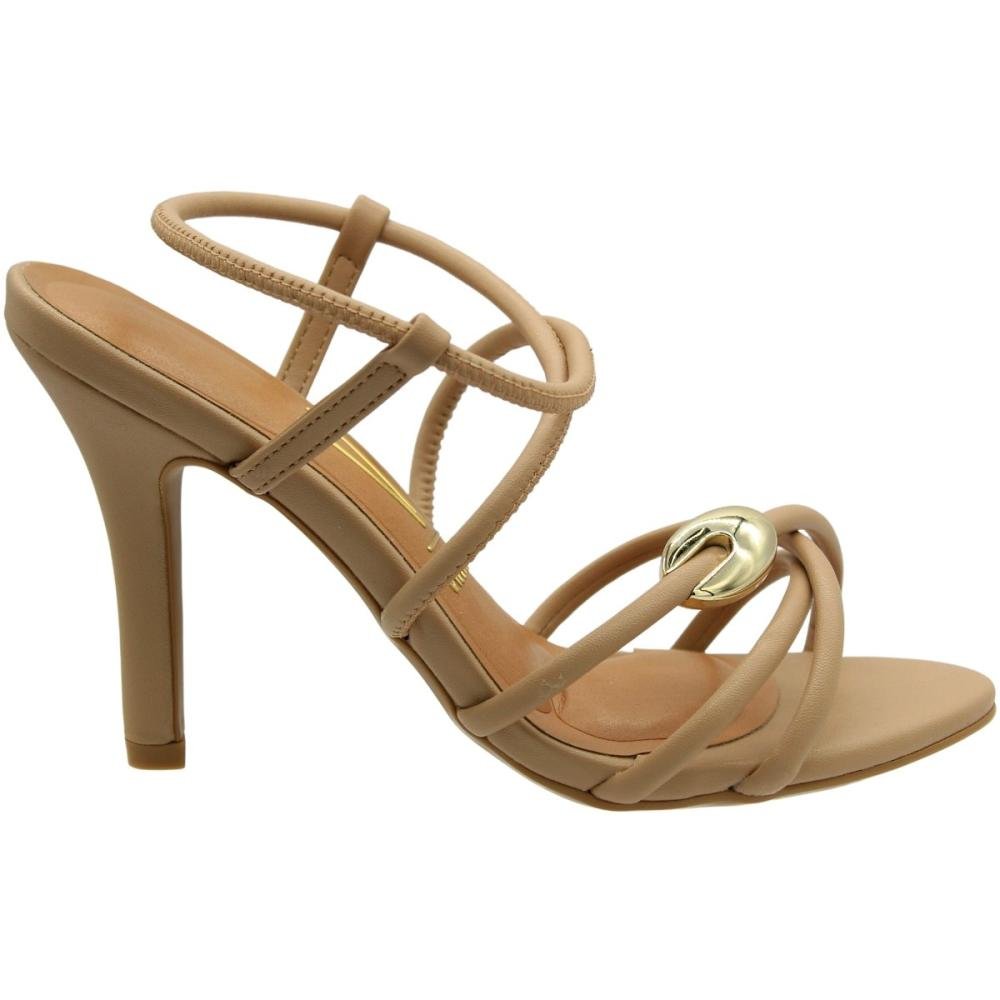 Sandália Salto Alto Vizzano Aplique Metalizado Feminino