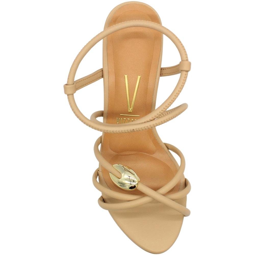Sandália Salto Alto Vizzano Aplique Metalizado Feminino Bege 4