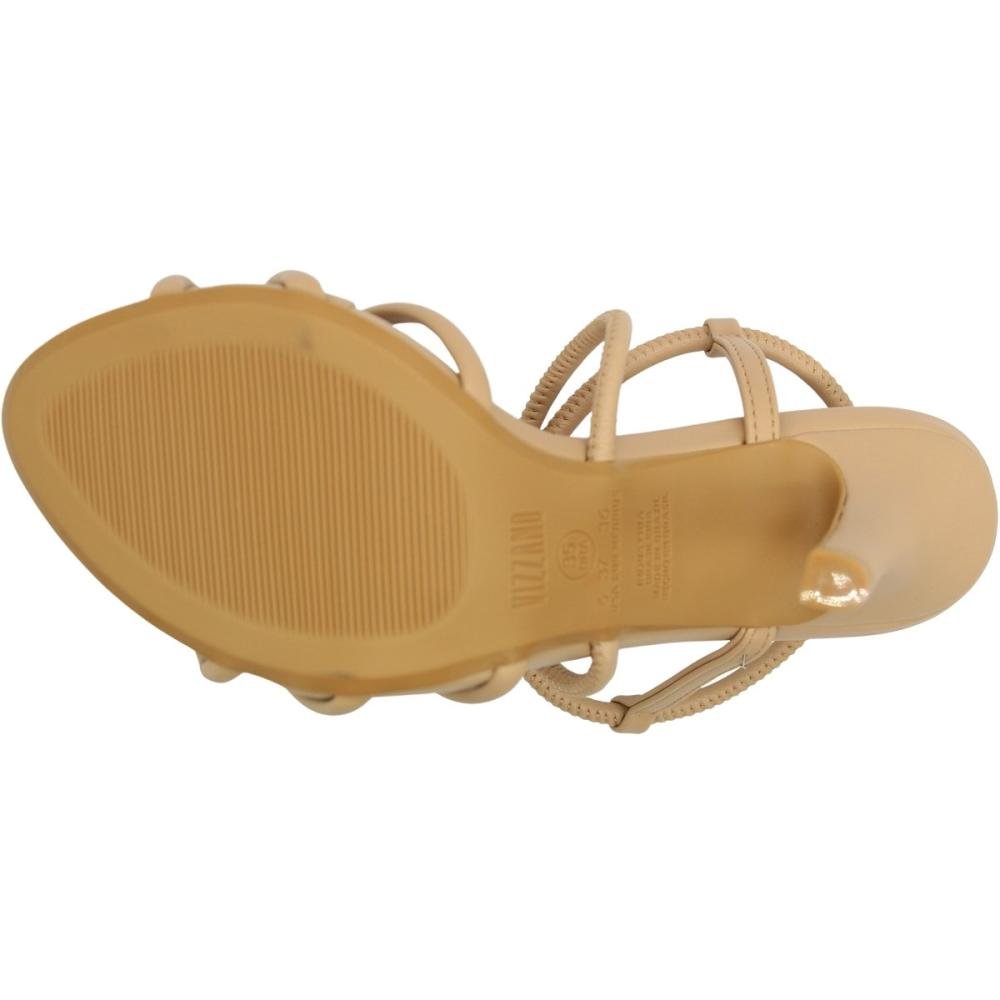 Sandália Salto Alto Vizzano Aplique Metalizado Feminino Bege 5