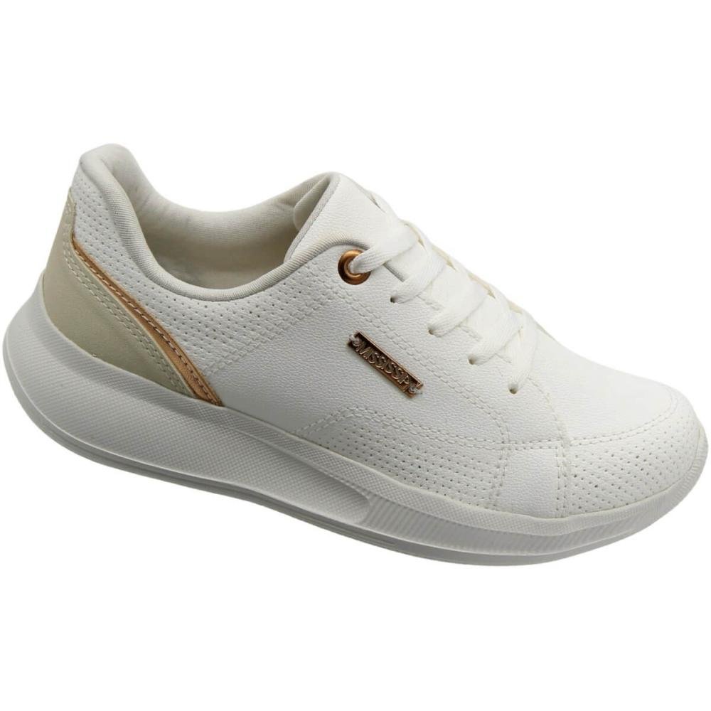 Tênis Esportivo Mississipi Jogging Solado Soft Feminino Branco 3
