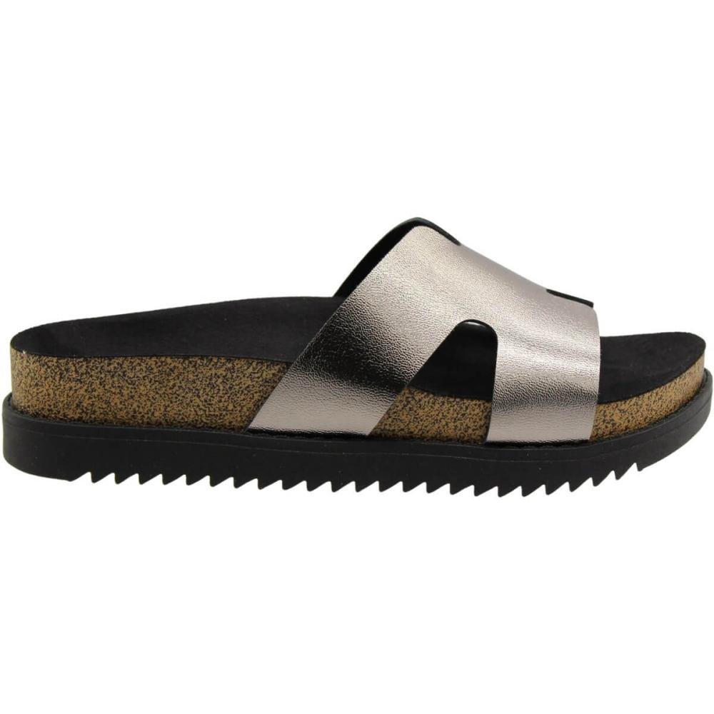 Tamanco Plataforma Slide Moleca Sola Tratorada Feminina Prata 2