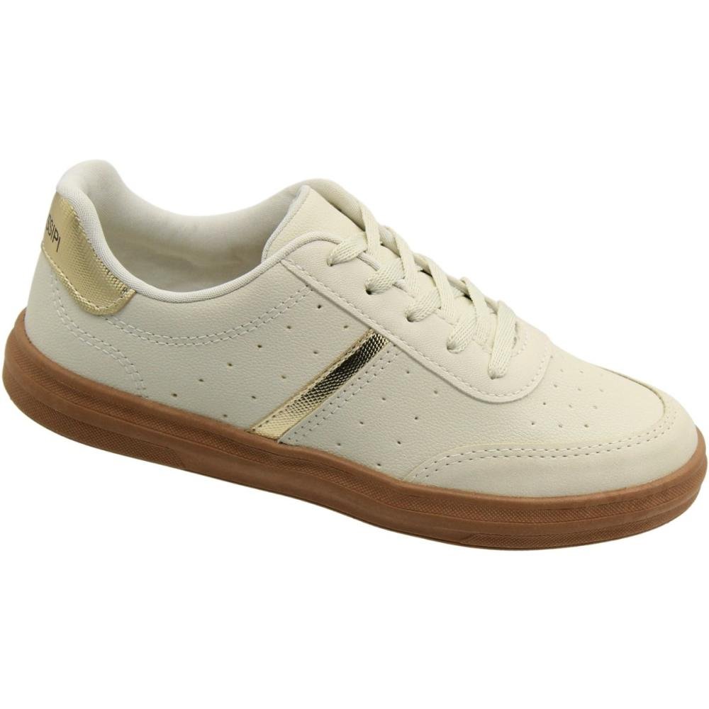 Tênis Casual Mississipi Listra Macio Basic Sneaker Feminino Bege 3