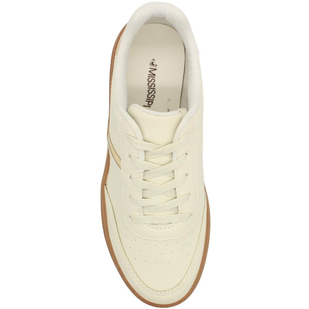 Tênis Casual Mississipi Listra Macio Basic Sneaker Feminino Bege 4
