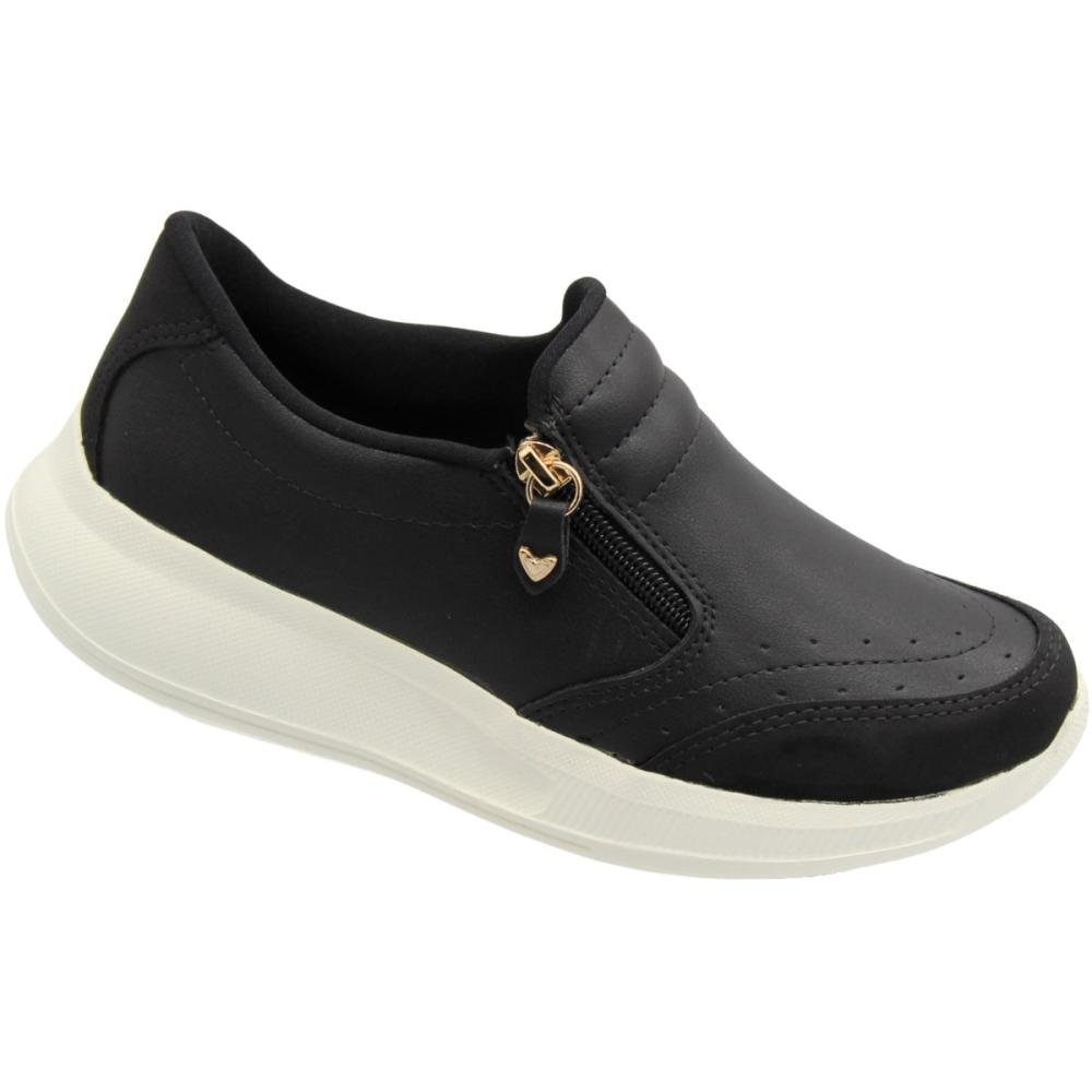Tênis Casual Mississipi Ziper Lateral Acolchoado Feminino Preto 3