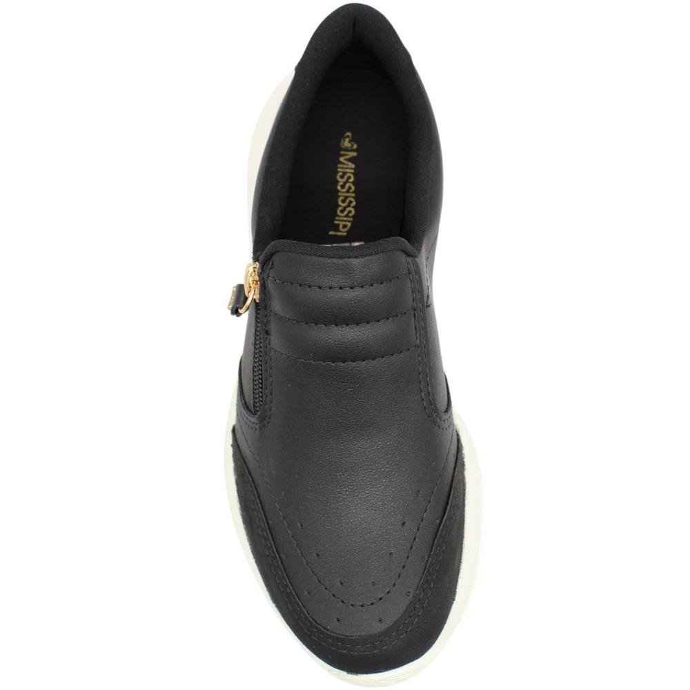 Tênis Casual Mississipi Ziper Lateral Acolchoado Feminino Preto 4