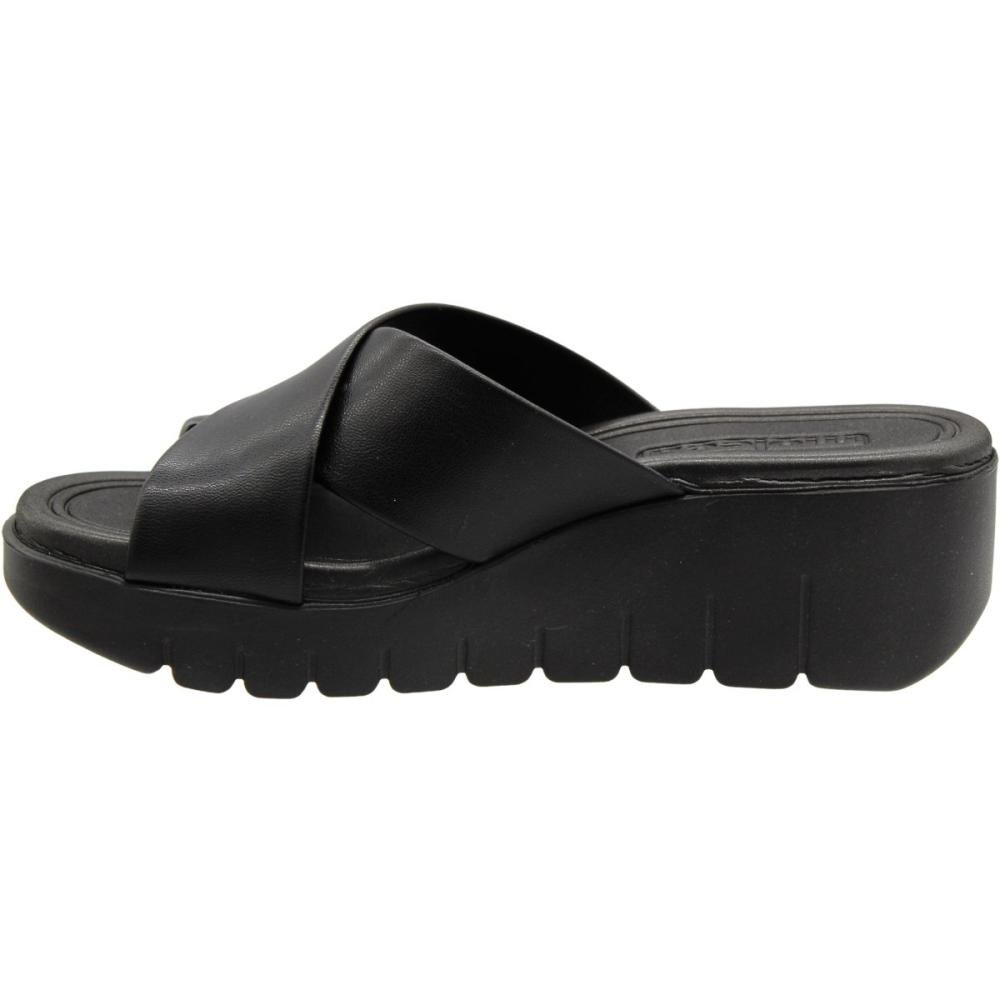 Tamanco Slide Plataforma Moleca Tiras Cruzadas Feminino Preto 2