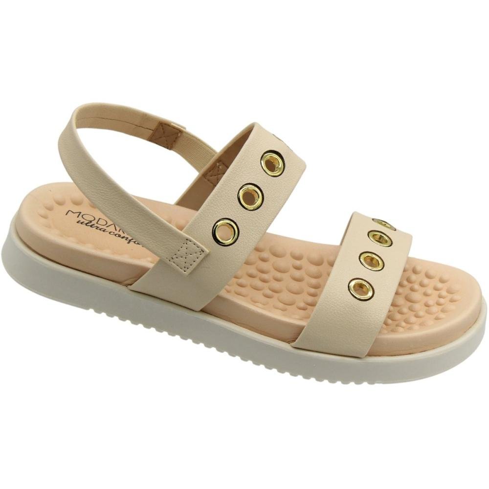 Sandália Plataforma Modare Tiras Com Ilhós Feminina Bege 3