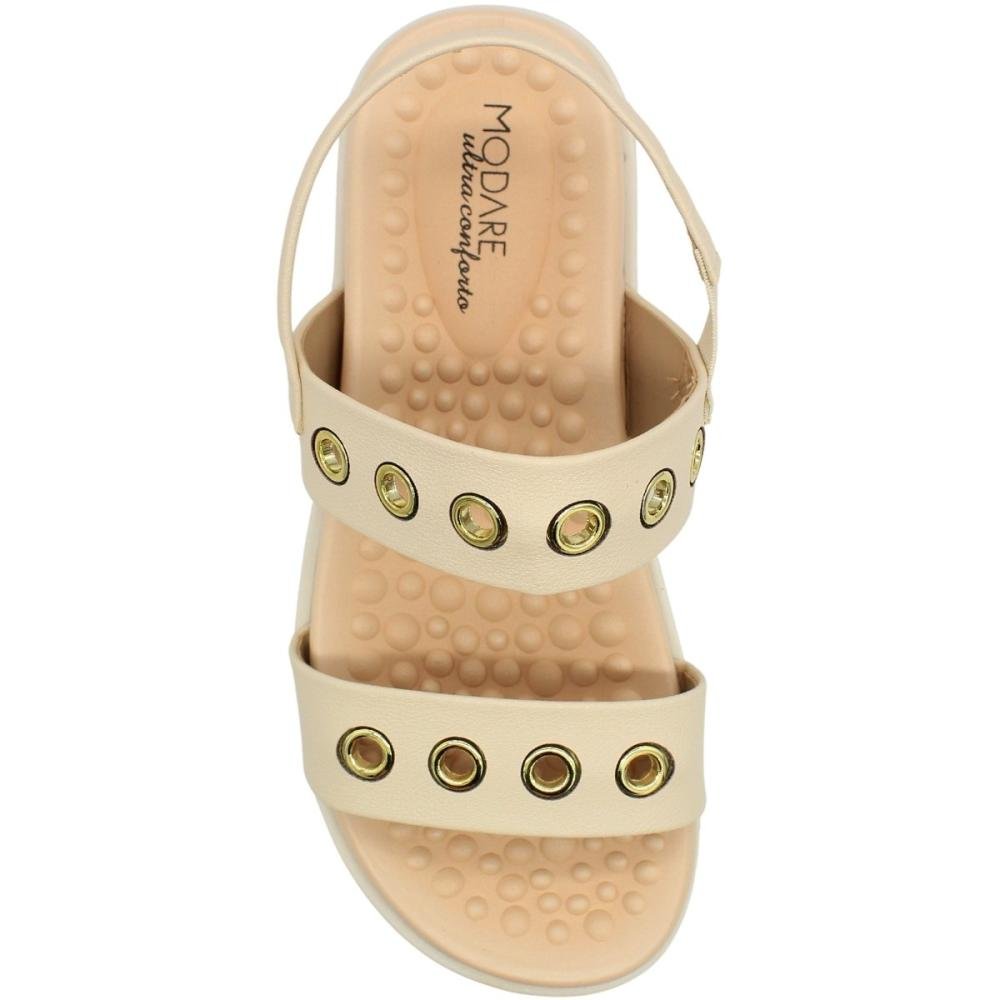 Sandália Plataforma Modare Tiras Com Ilhós Feminina Bege 4