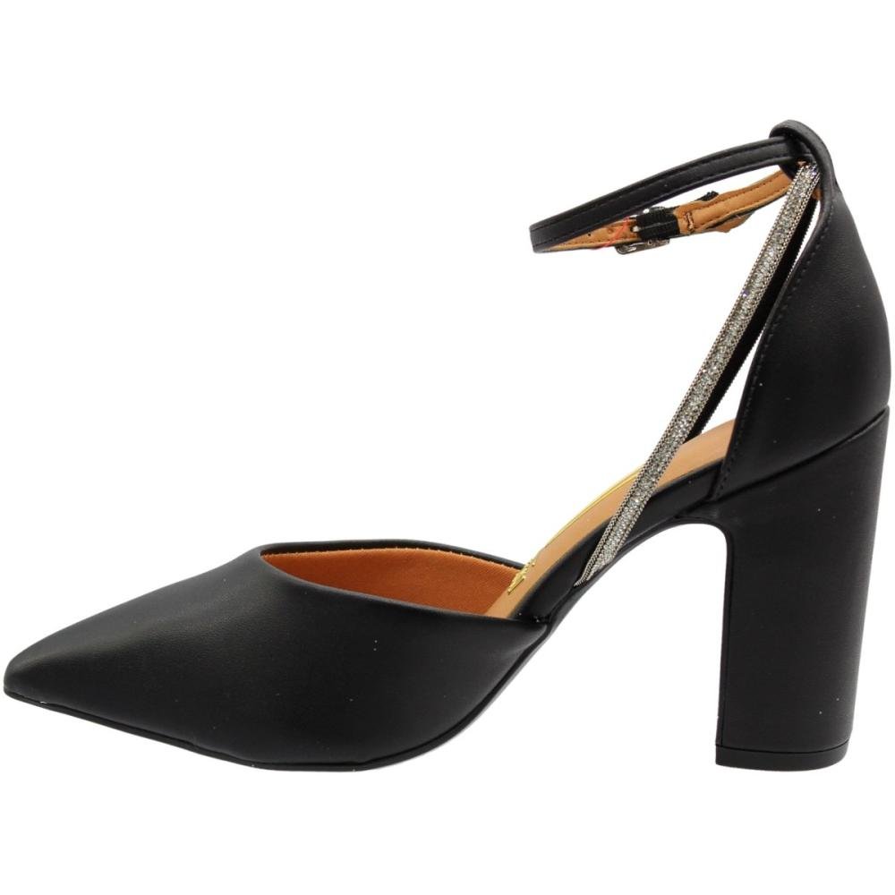Sandália Salto Alto Vizzano Pelica Tira Com Strass Feminina Preto 2