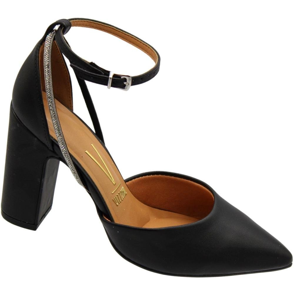 Sandália Salto Alto Vizzano Pelica Tira Com Strass Feminina Preto 3