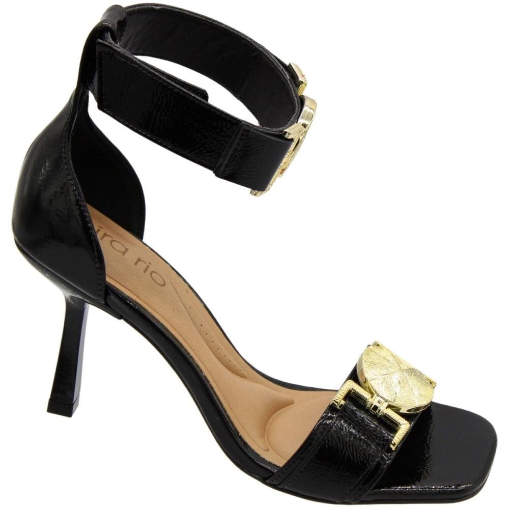 Sandália Salto Médio Beira Rio Adorno De Medalhões Feminina Preto 3