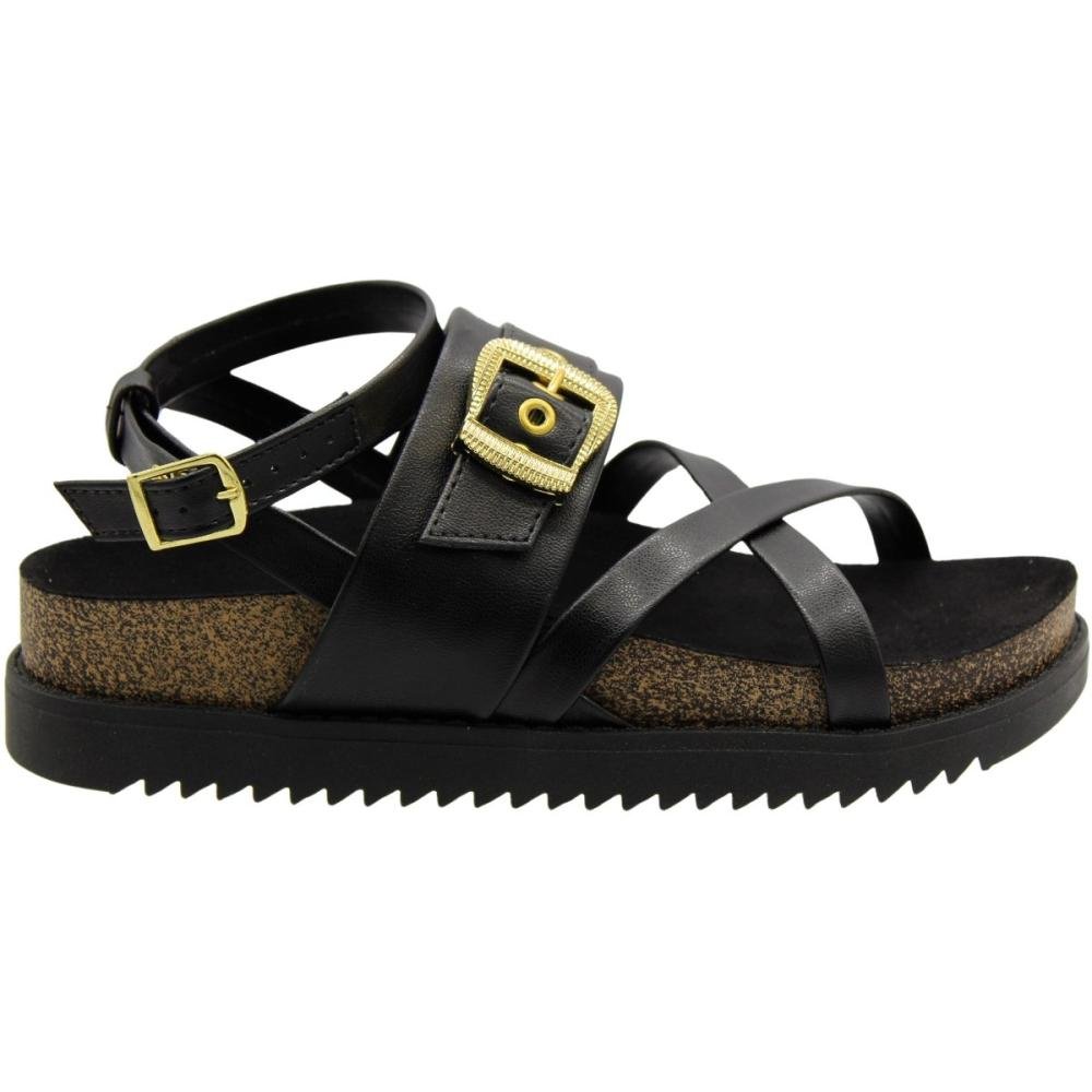 Sandália Papete Plataforma Moleca Adorno De Fivela Feminina