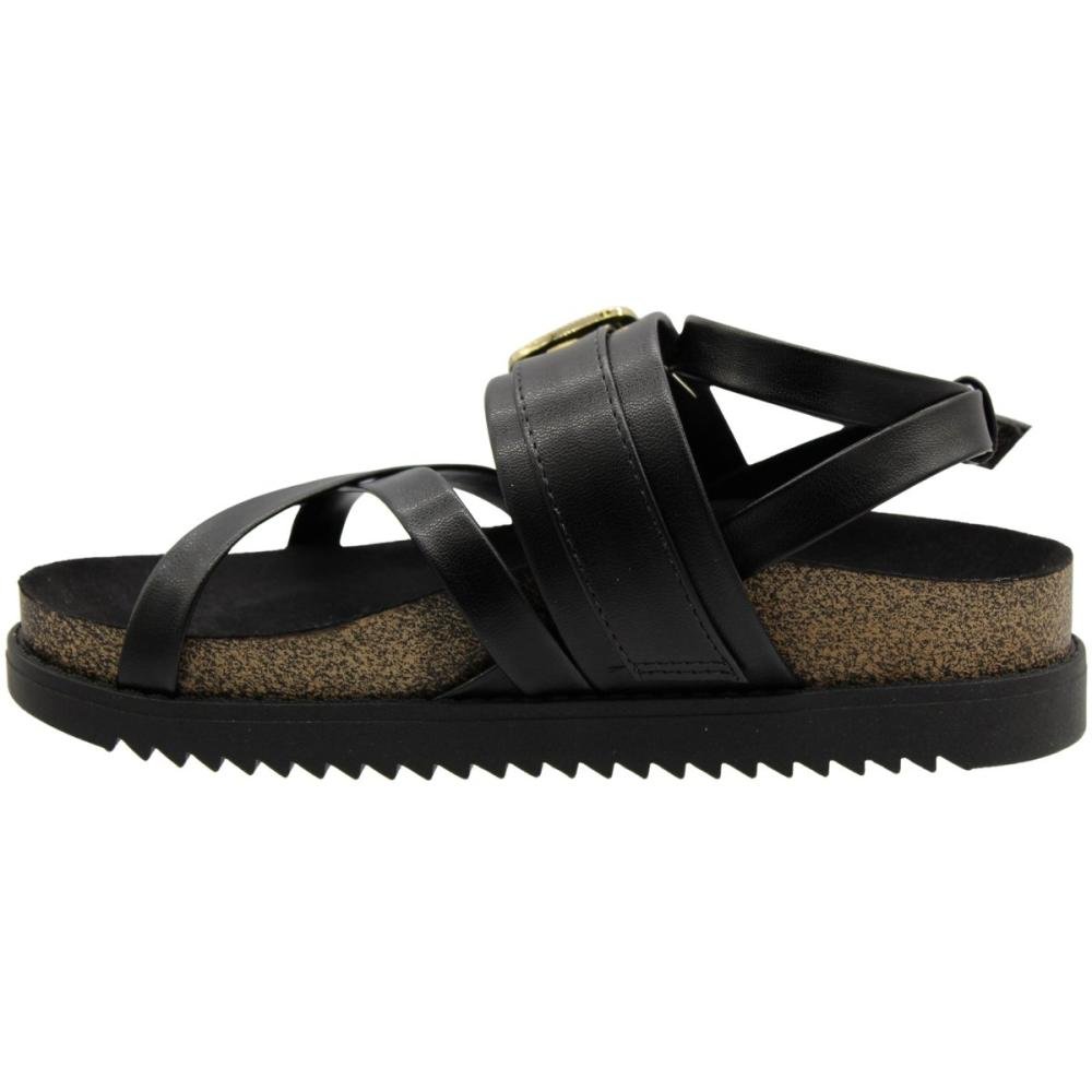 Sandália Papete Plataforma Moleca Adorno De Fivela Feminina Preto 2