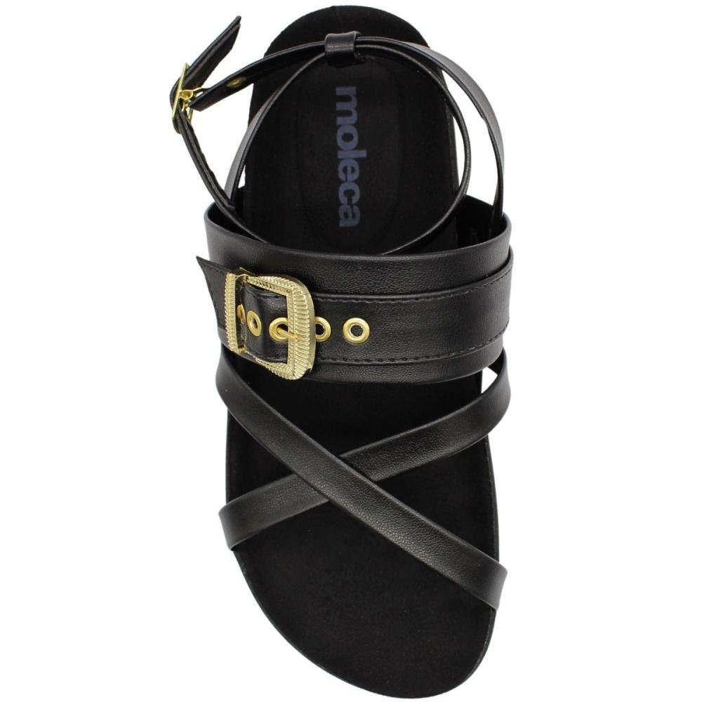 Sandália Papete Plataforma Moleca Adorno De Fivela Feminina Preto 4