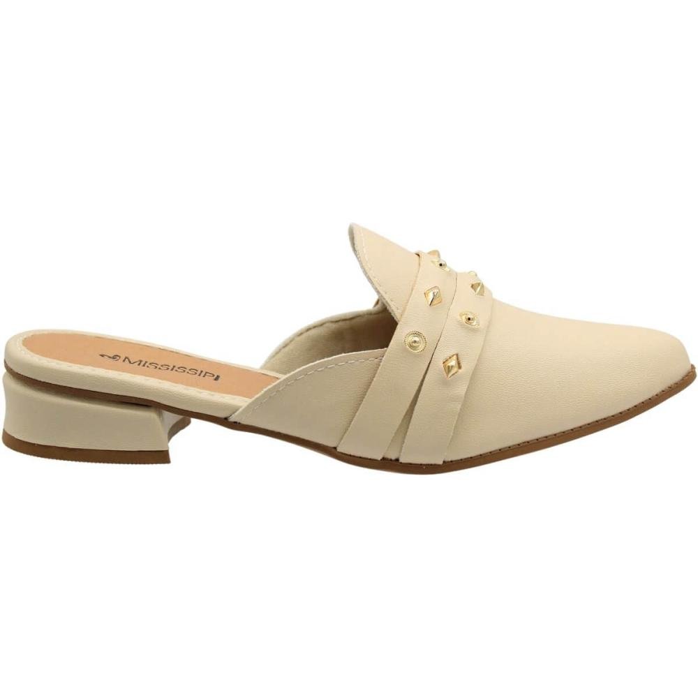 Mule Mississipi Tiras Com Apliques Metalizados Feminino