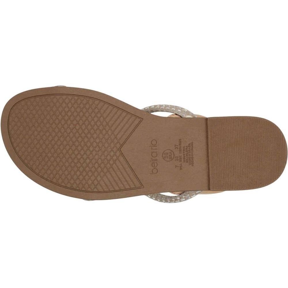 Sandália Rasteira Beira Rio Tira Glitter Triangular Feminina Bege 5