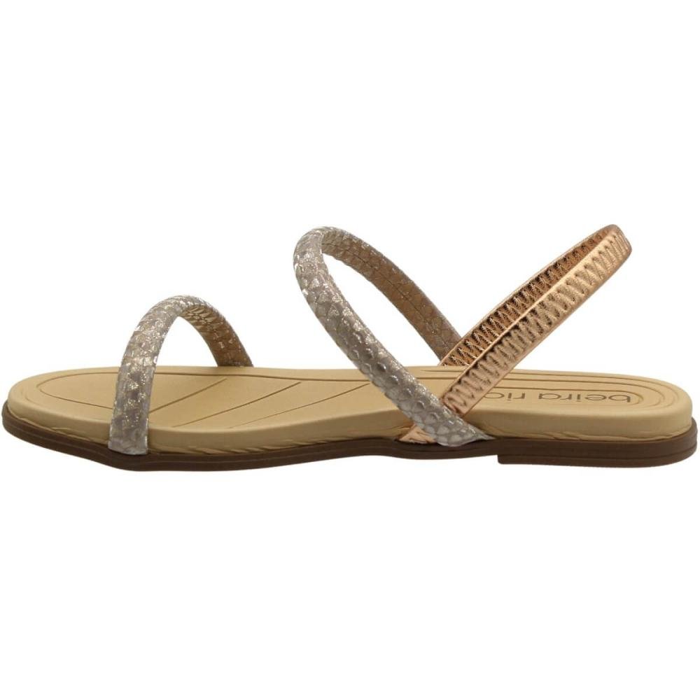 Sandália Rasteira Beira Rio Tira Glitter Triangular Feminina Bege 2