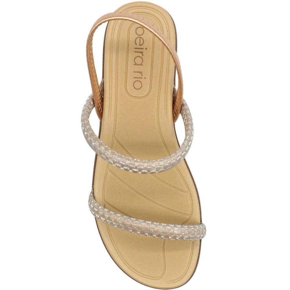 Sandália Rasteira Beira Rio Tira Glitter Triangular Feminina Bege 4