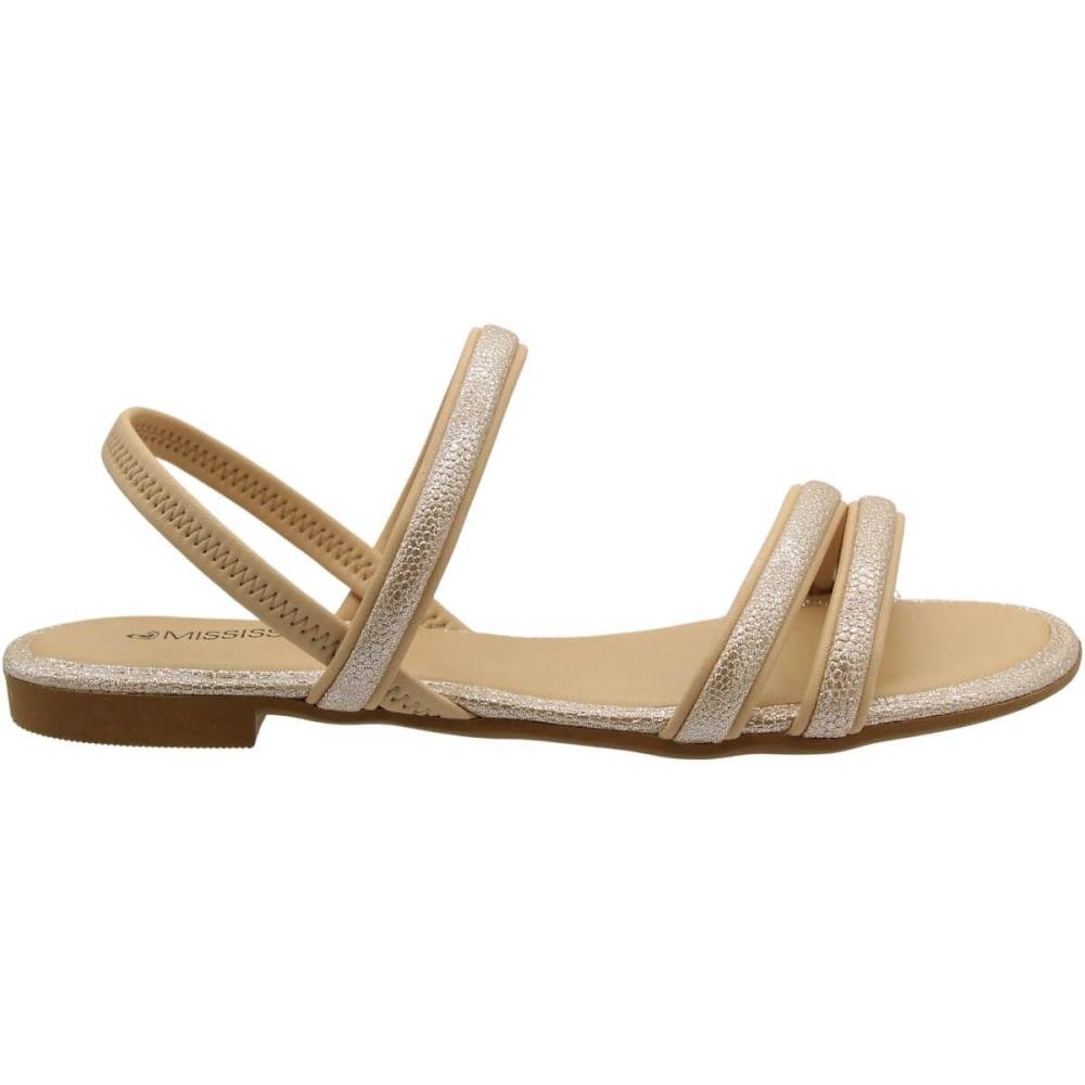 Sandália Rasteira Mississipi Tira Rives Metalizada Feminina