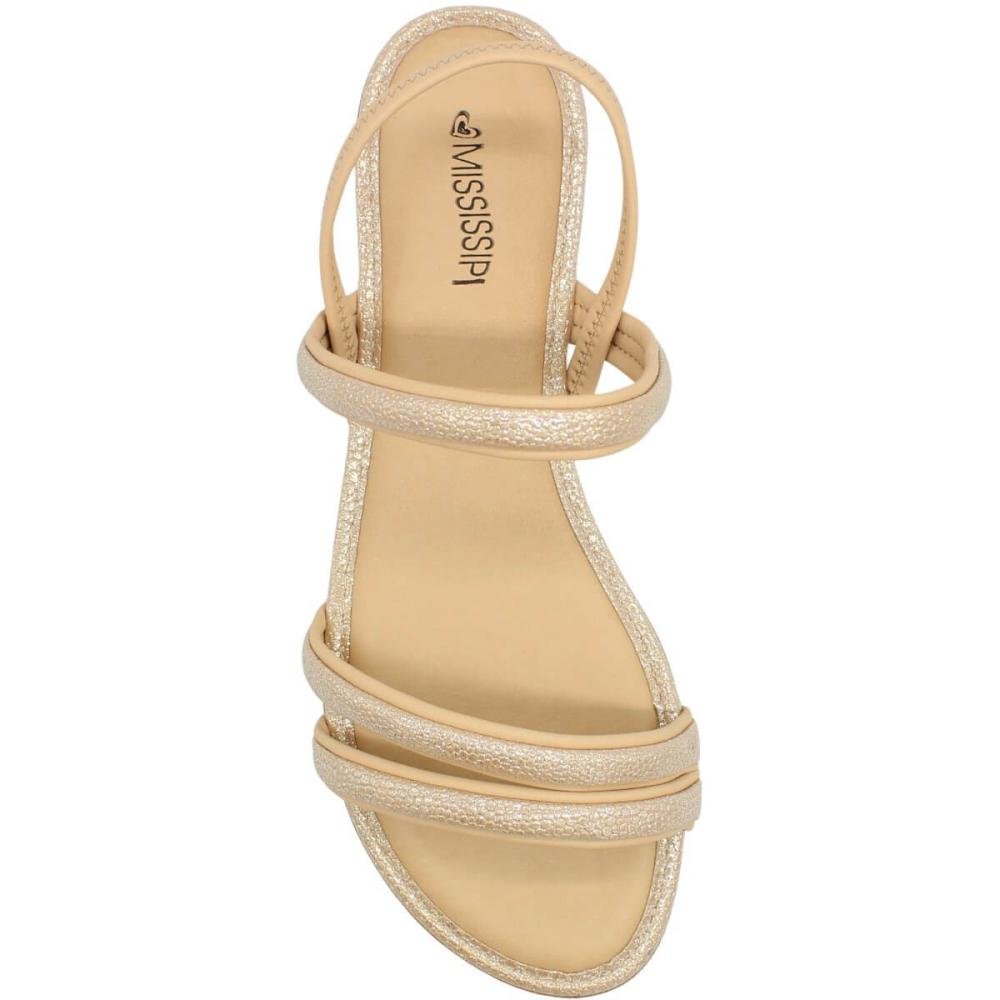 Sandália Rasteira Mississipi Tira Rives Metalizada Feminina Bege 4