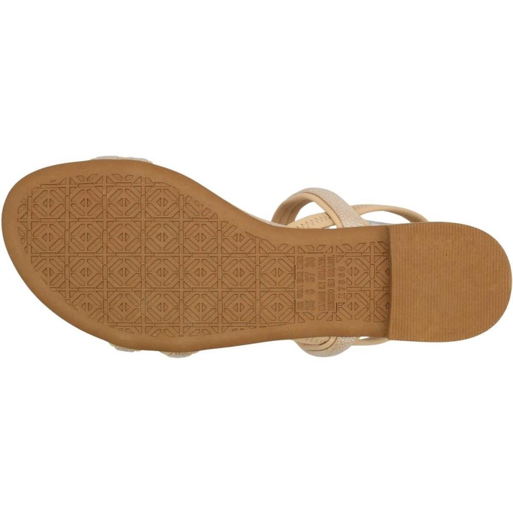 Sandália Rasteira Mississipi Tira Rives Metalizada Feminina Bege 5